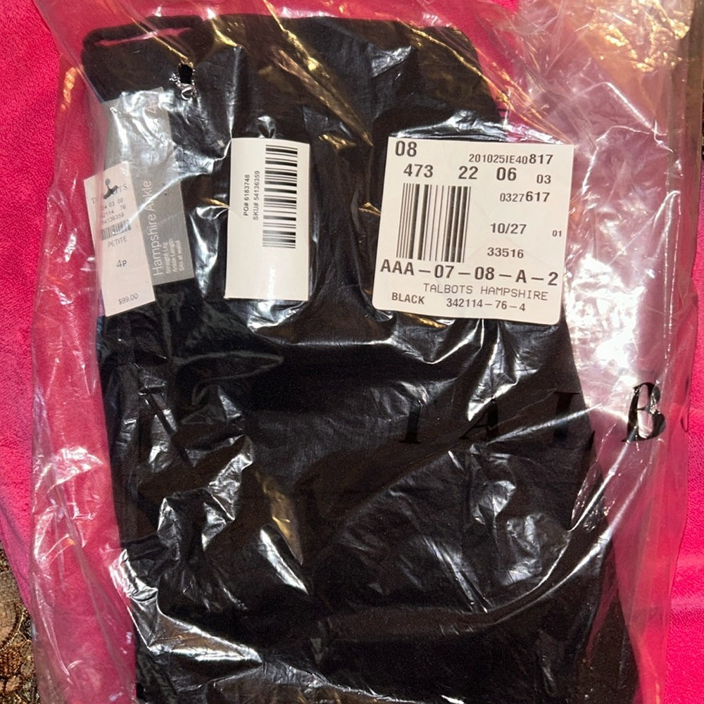 NWT in plastic black 4P Talbots Hampshire Ankle pant $99